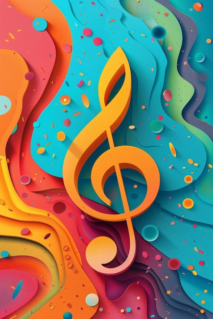 Photo a colorful piece of art with a musical note in the center