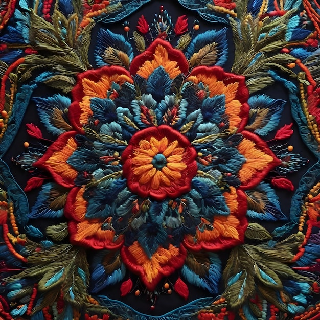 a colorful piece of fabric with a flower design on it