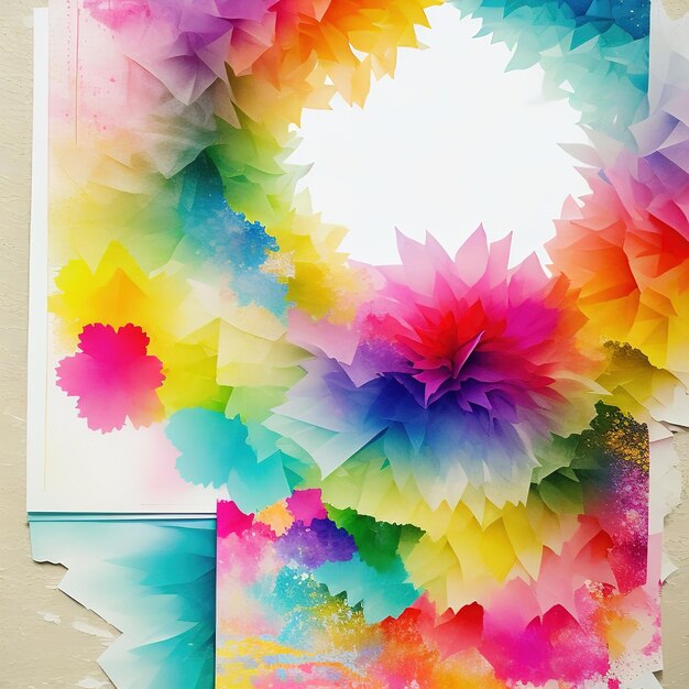 A colorful piece of paper that has a flower on it