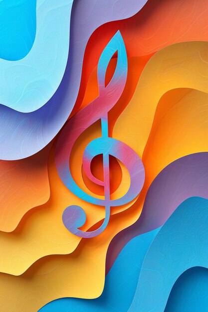 A colorful piece of paper with a musical note on it