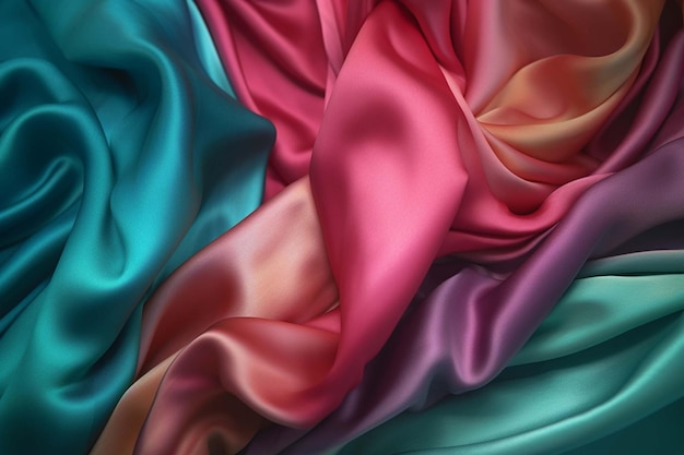 A colorful piece of silk with a white background.