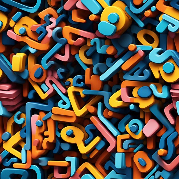 a colorful pile of colorful letters with the letters f and numbers.