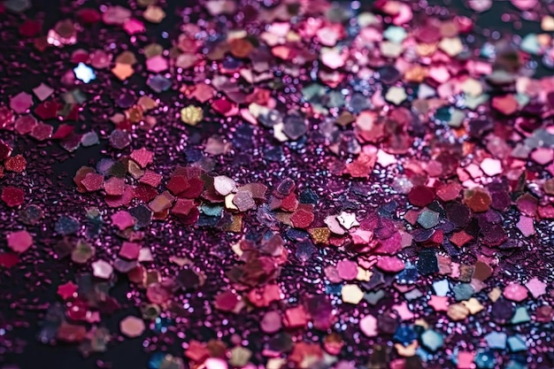 Colorful pile of glitter in shades of pink and purple Generative AI