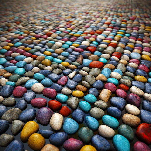 A colorful pile of stones with the word love on it