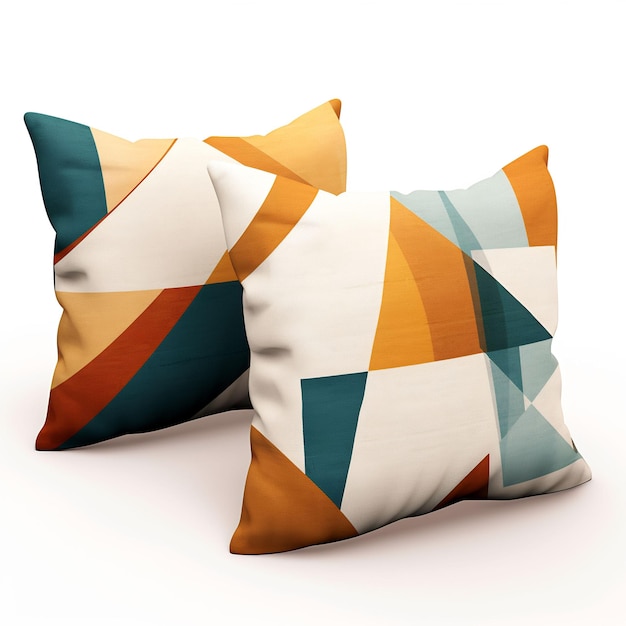 a colorful pillow with a geometric pattern on it