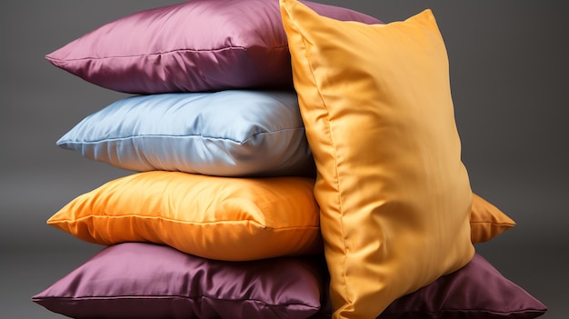 colorful pillows on gray background