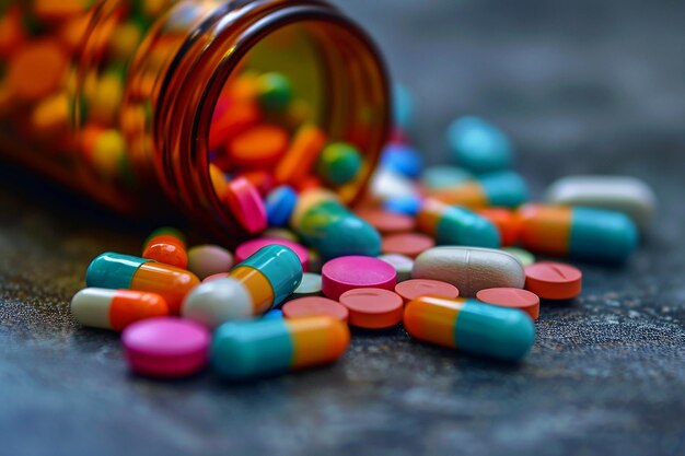 Colorful pills in jar generated by AI