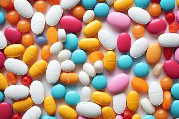 Colorful pills in a medical context