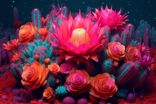 Colorful pink cactus