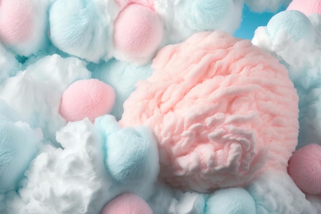 Colorful pink fluffy cotton candy background soft color sweet candyfloss AI Generation