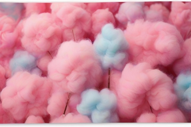 Photo colorful pink fluffy cotton candy background