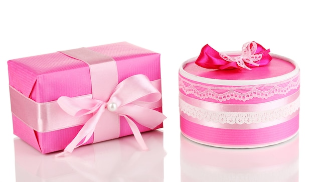 Colorful pink gifts isolated 