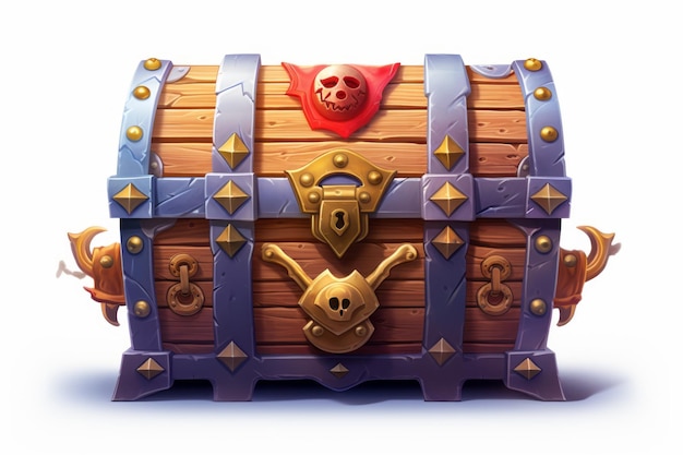 A Colorful Pirates Chest Icon Ultra Details White Background Generative AI