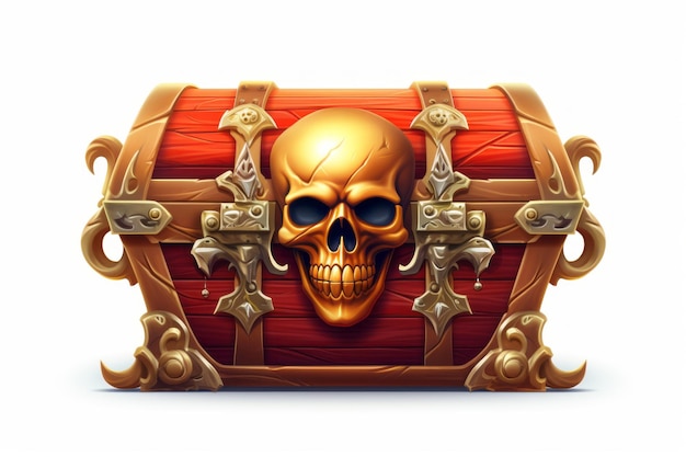 A Colorful Pirates Chest Icon Ultra Details White Background Generative AI