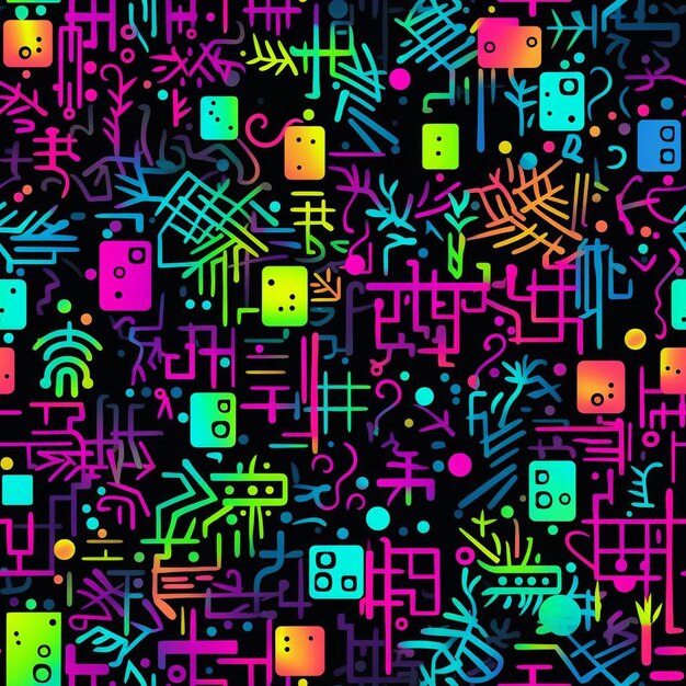 Colorful pixel pattern with the word robot on the top.