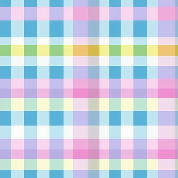 A colorful plaid pattern with a blue generative ai