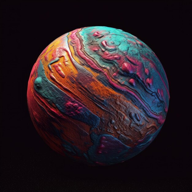 A colorful planet with black background