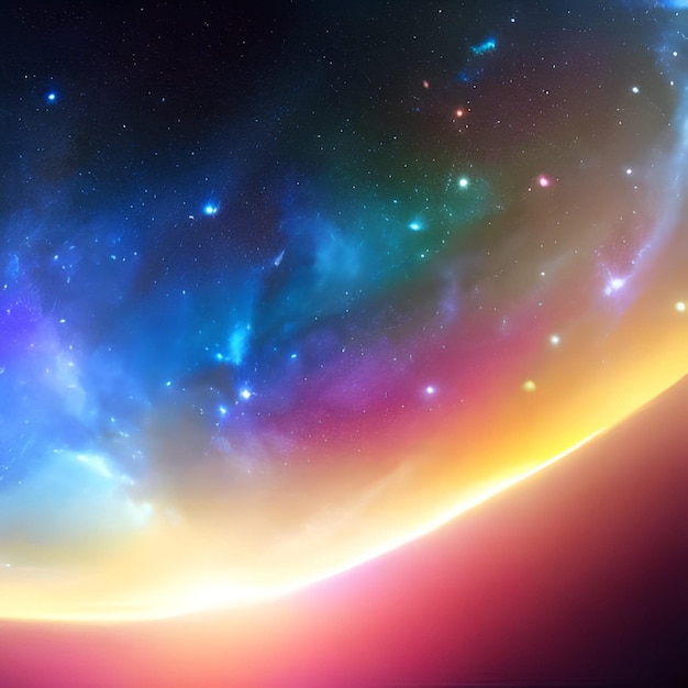 Photo a colorful planet with a nebula and stars in the background.