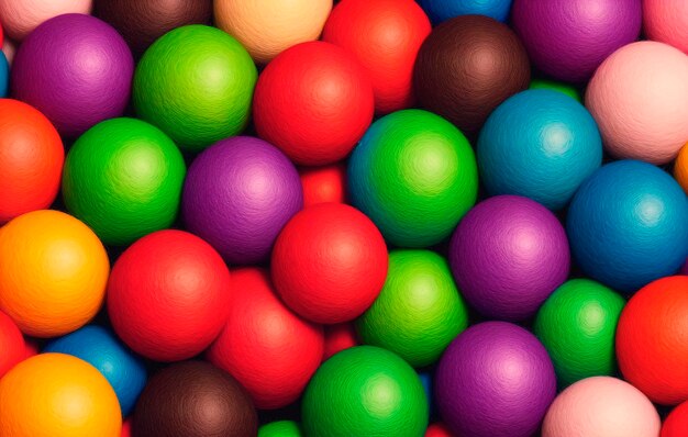 Colorful plastic balls background Top view of colorful plastic balls