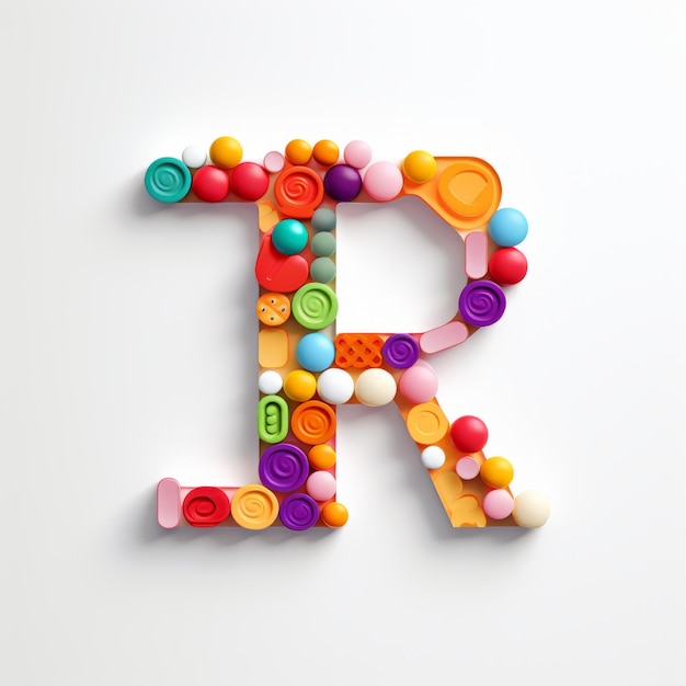 Colorful Plastic Button Letter R A Hyperrealistic Still Life