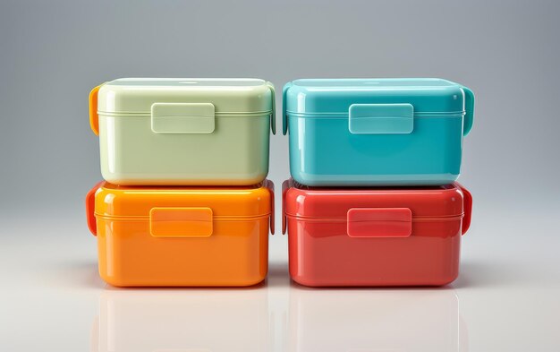 Photo colorful plastic containers stacked