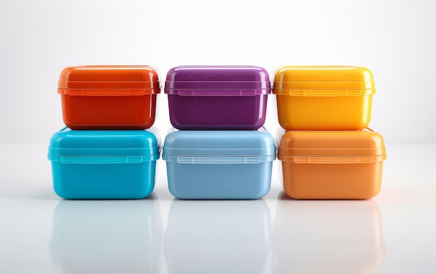 Colorful Plastic Containers Stacked