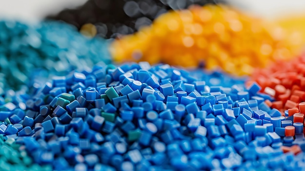 Photo colorful plastic polymer granules industry grade pellets