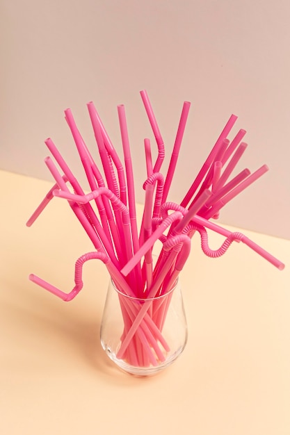 Photo colorful plastic straw collection