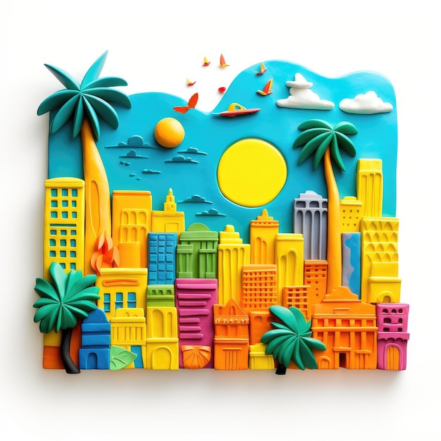 Colorful Plasticine Visions Exploring Brazil's Cities under the Sun Inspired by Basquiat and Norma