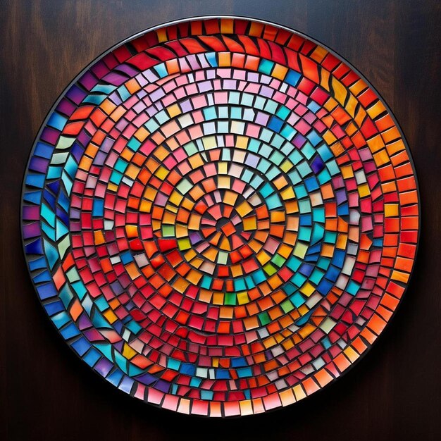 Photo a colorful plate with the colors of the rainbow on it