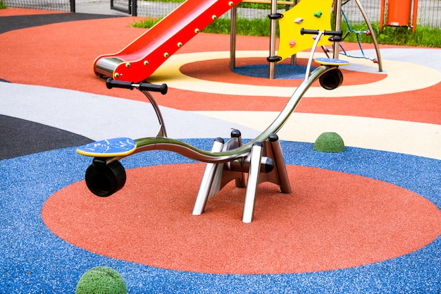 Colorful playground on yard in the park.