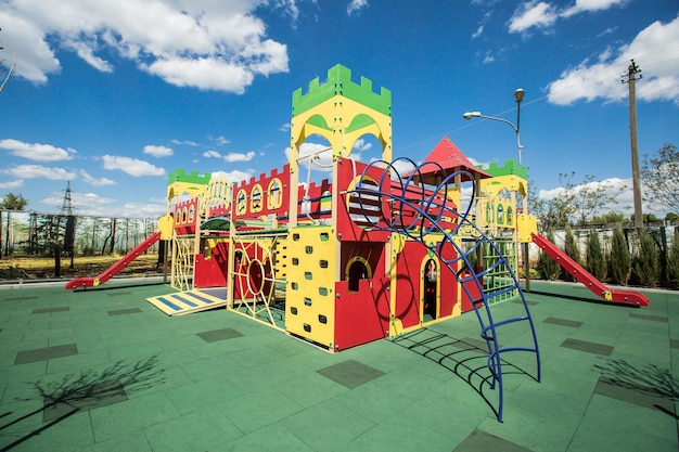 Colorful playground on yard in the park