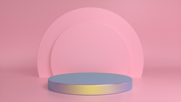 Colorful podium pedestal on a pink background Premium Photo