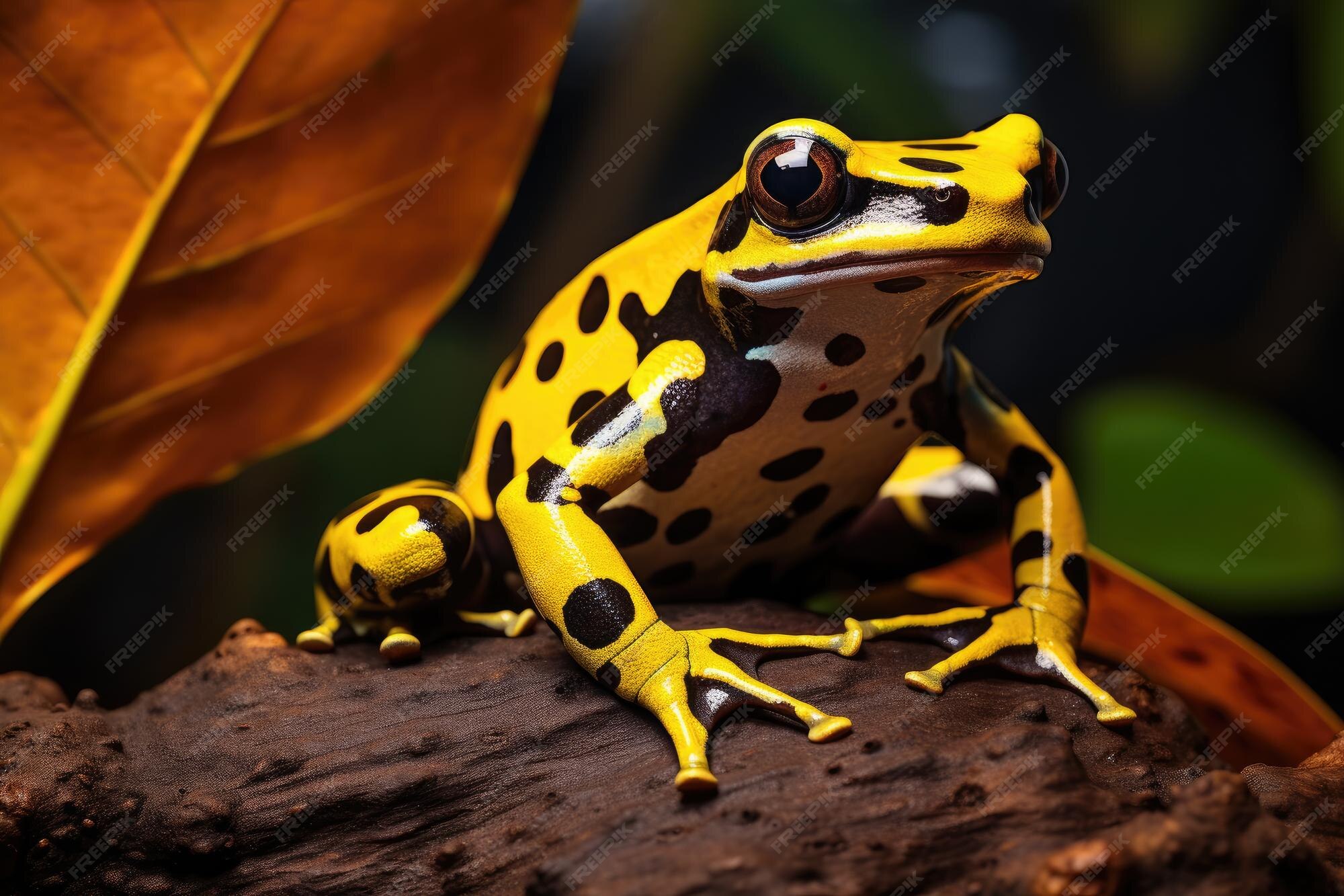 Premium Photo | Colorful poisonous frog yellow and black illustration