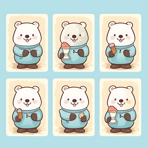 Colorful a polar bear mammal with ice cream vendor suit holding an ic animal stamp collection idea