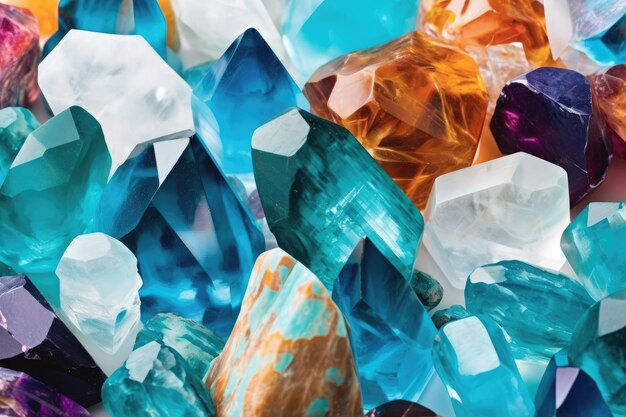 Colorful polished gemstones background
