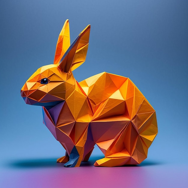 Colorful polygon art geometric rabbit animal AI Generated