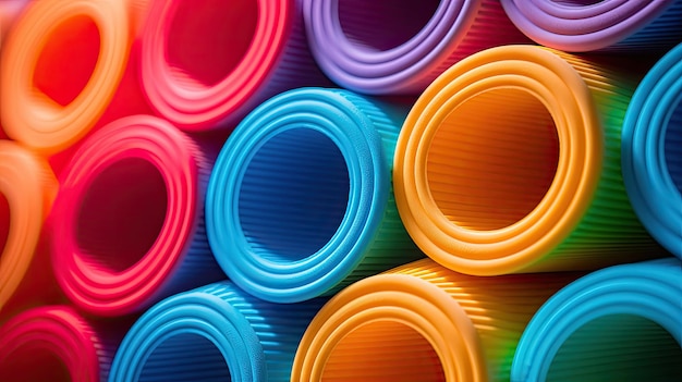 Photo colorful pool noodles vibrant hues textured