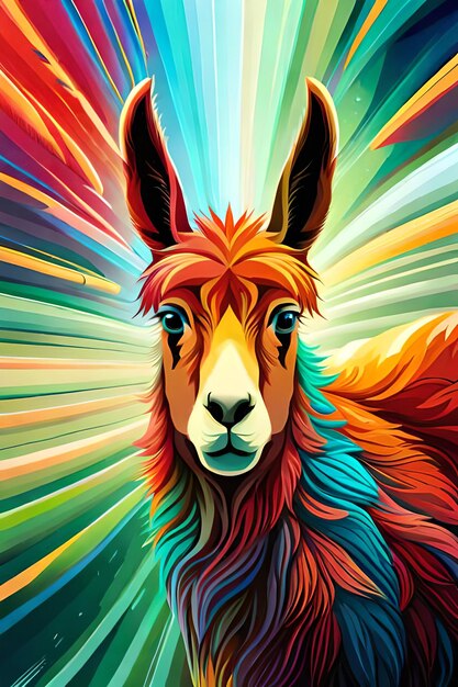 Colorful Pop art abstract of llama