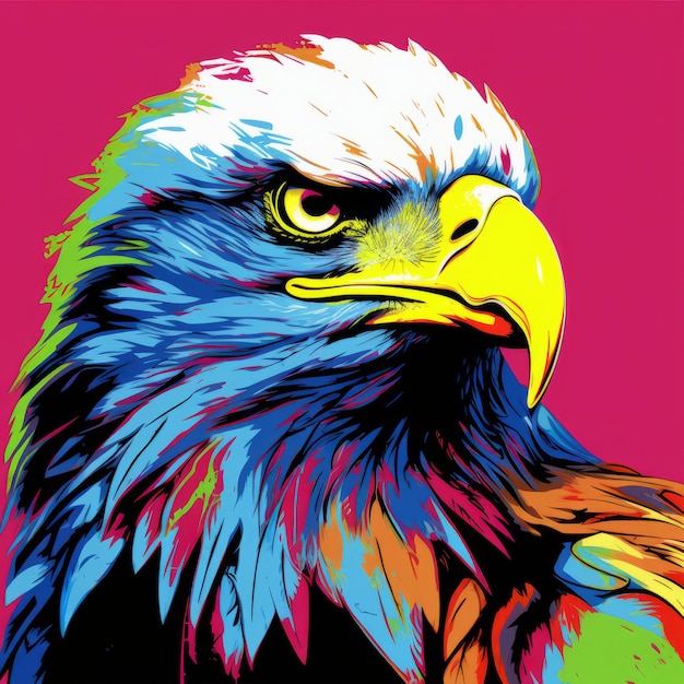 Photo colorful pop art eagle a vibrant portrait in the new wave style