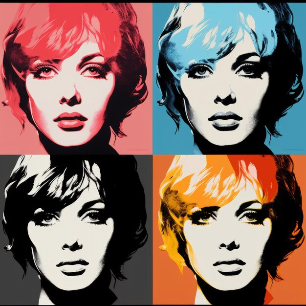 Colorful pop art portraits in the style of andy warhol