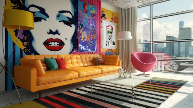 Colorful pop artinspired interior design Vivid living room with art pieces