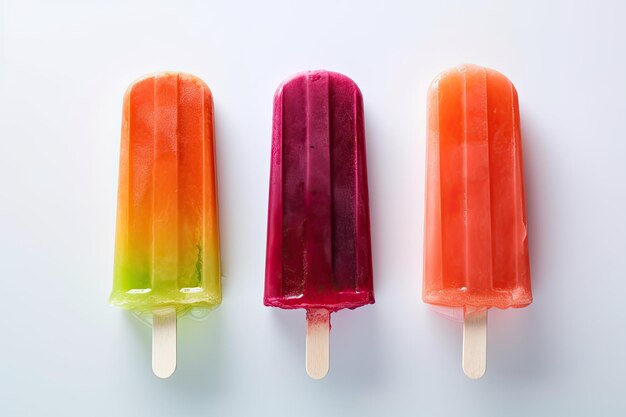 Colorful popsicle displayed against a plain white backdrop Generative AI