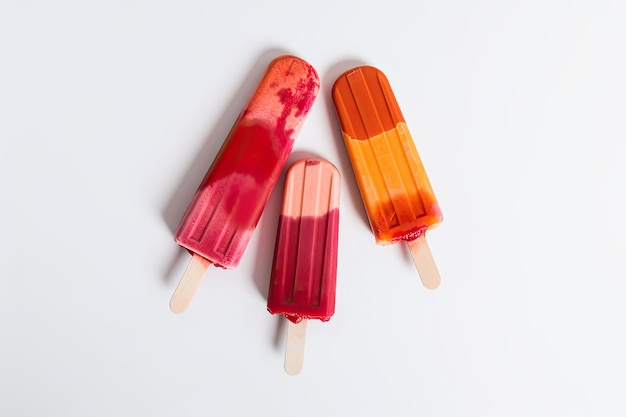 Colorful popsicle displayed against a plain white backdrop Generative AI