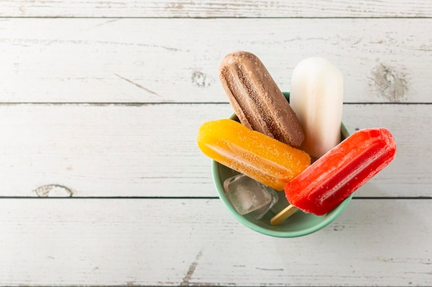 Colorful popsicles of different flavors