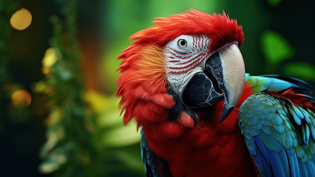 Colorful portrait of Amazon red macaw parrot Ai generative