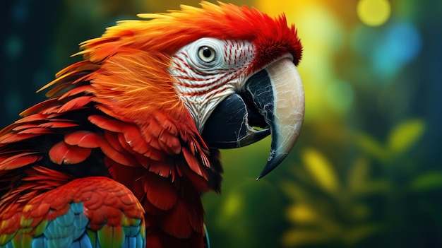 Красный портрет амазонского попугая-ара Аи-генератив