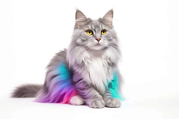 Photo colorful portrait of a cat with multicolored fur