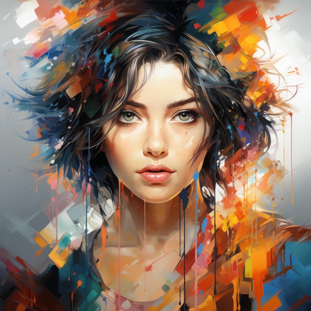 Premium AI Image | A colorful portrait of a cute women face Inspired ...