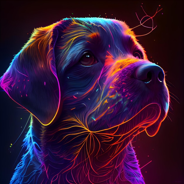 ラブラドルレトリーバー犬のイラストのカラフルな肖像画